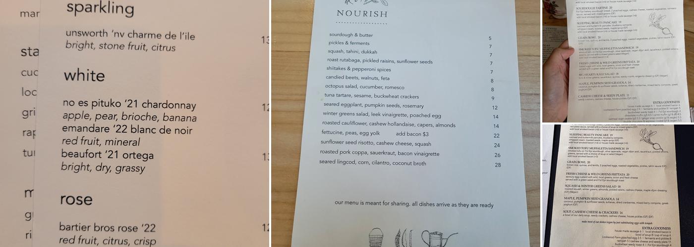Nourish Kitchen & Cafe Menu