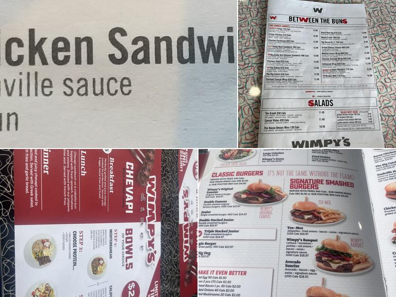 Wimpy's Diner Menu