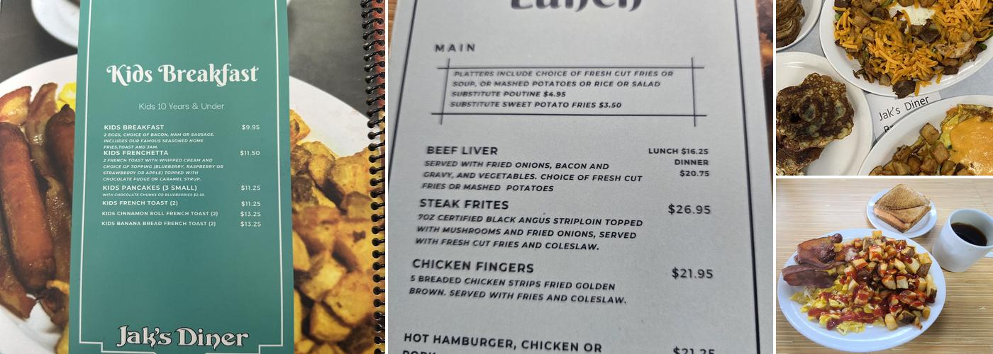 Jak's Diner Menu