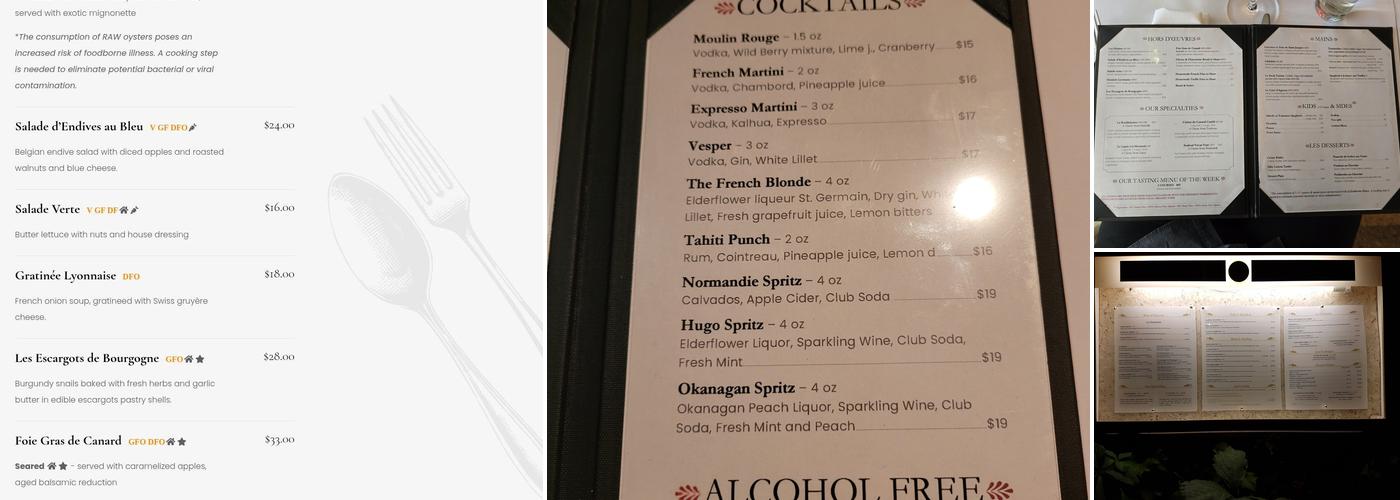 Bouchons Bistro Menu