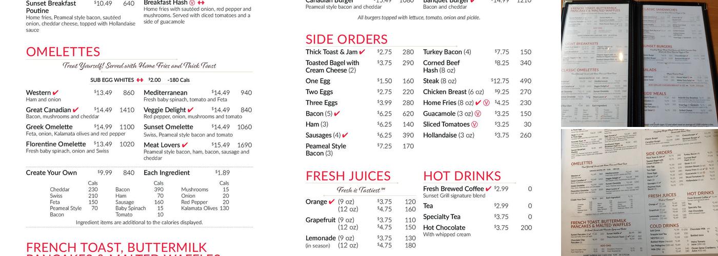 Sunset Grill Menu