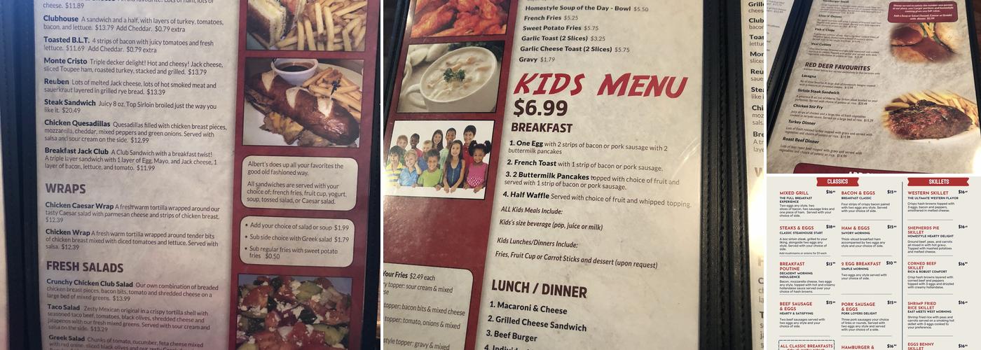 Albert's Menu
