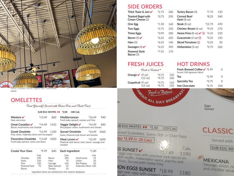 Sunset Grill Menu