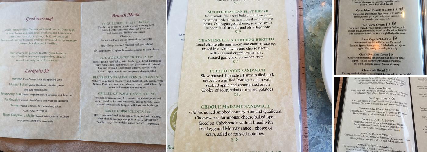 Locals Restaurant Menu