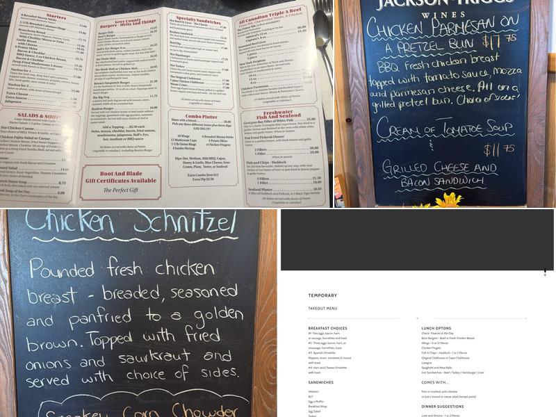 Boot & Blade Restaurant Menu