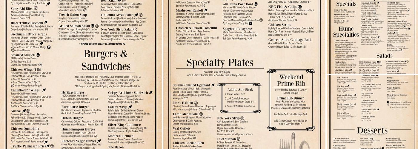 Library Lounge Menu