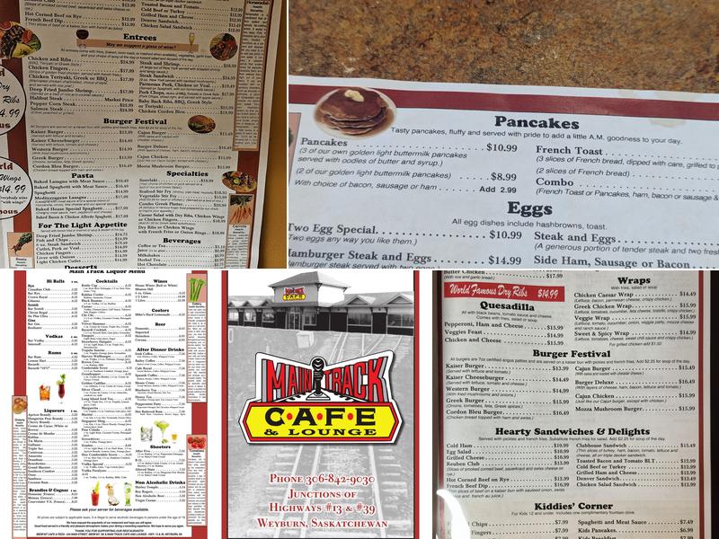 Main Track Cafe Menu