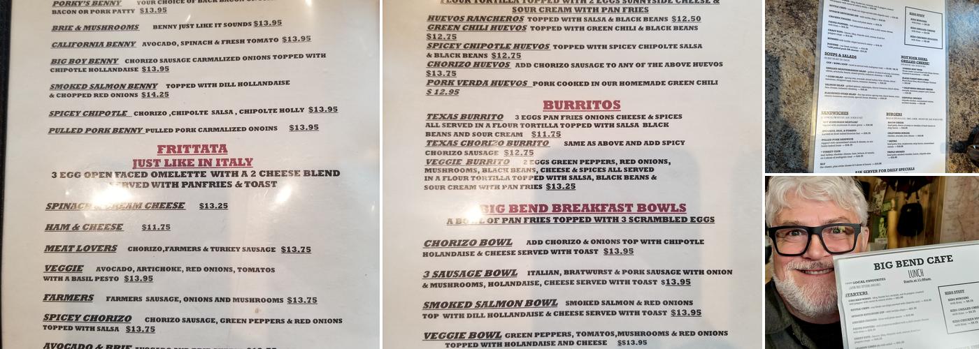 Big Bend Cafe Menu