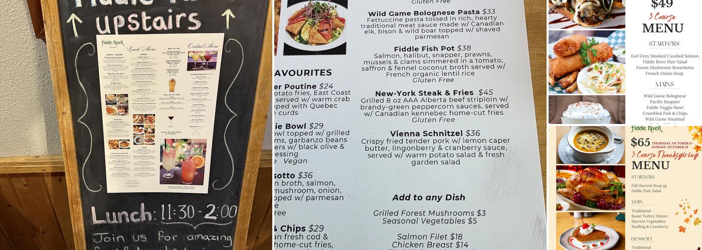 Fiddle River Restaurant Menu