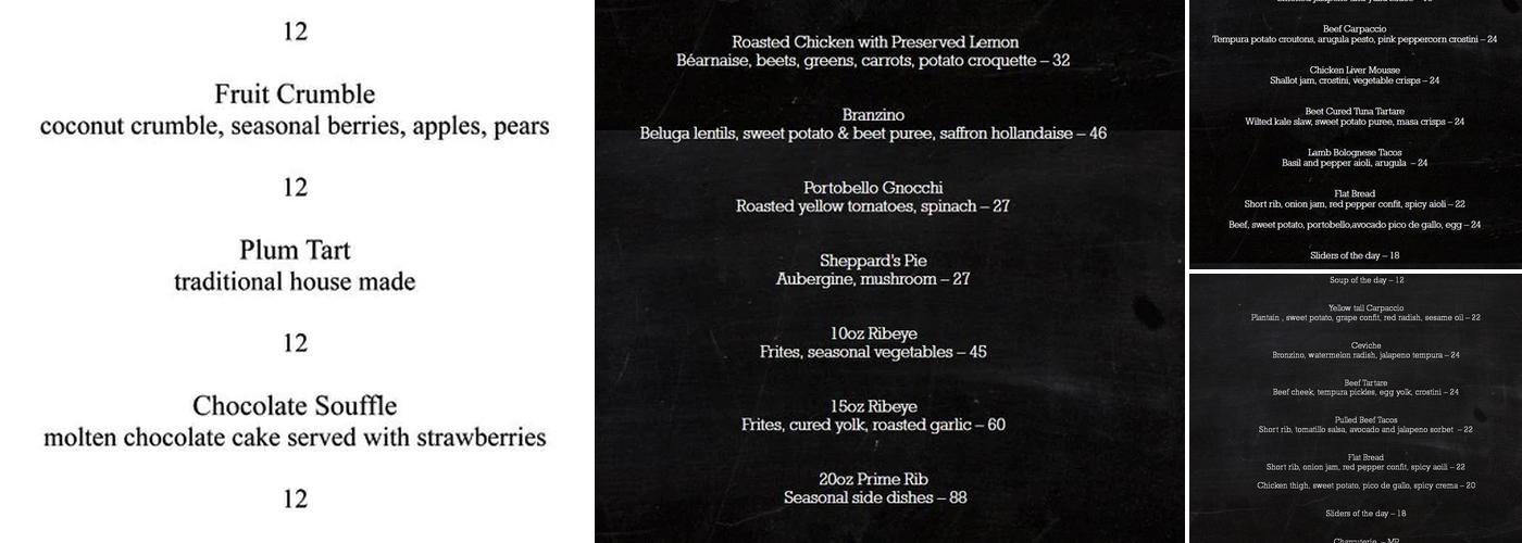 Marron Bistro Menu