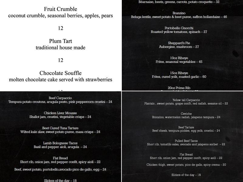 Marron Bistro Menu