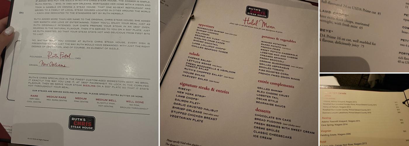 Ruth's Chris Steak House Menu