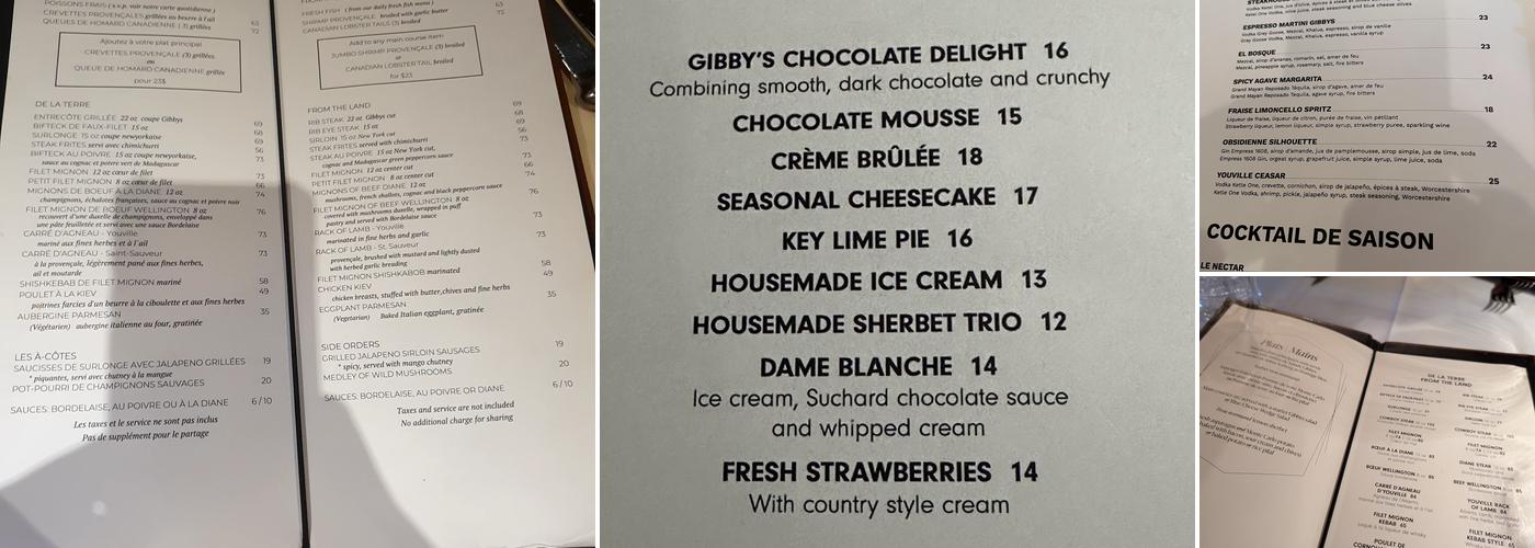 Gibbys Menu