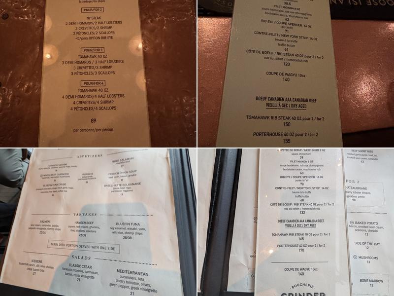 Restaurant Grinder Menu