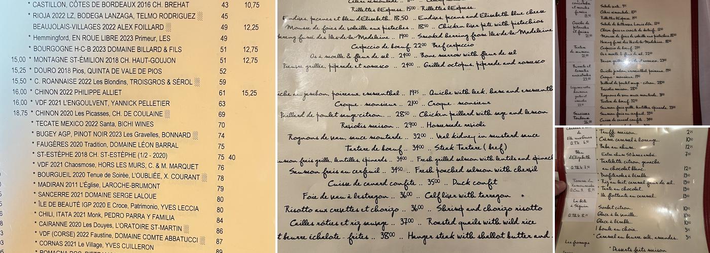 L'Express Menu