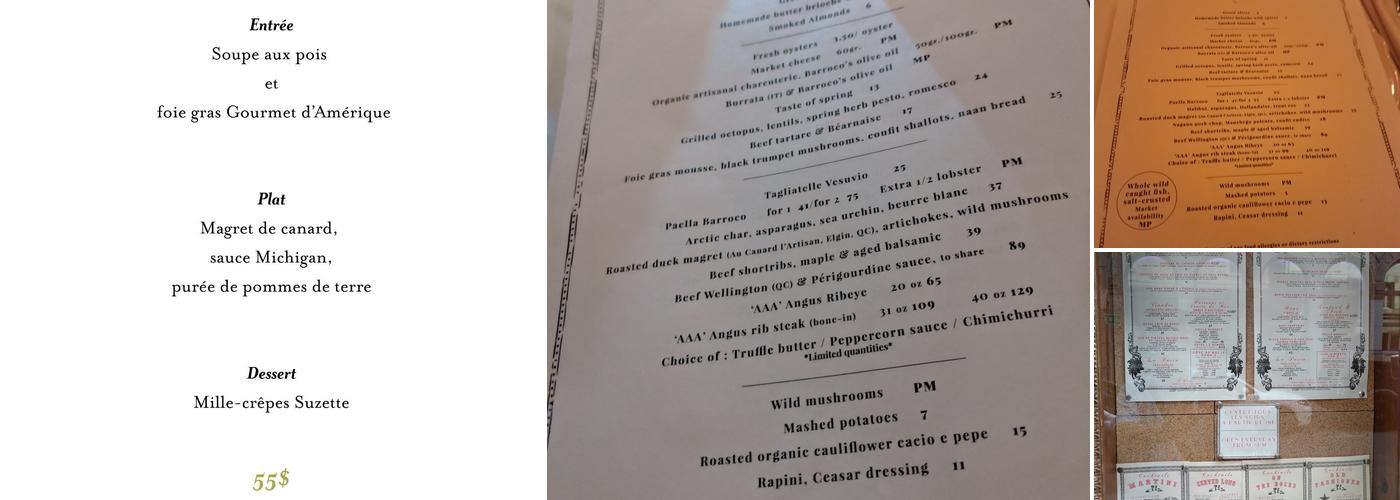 BARROCO Menu