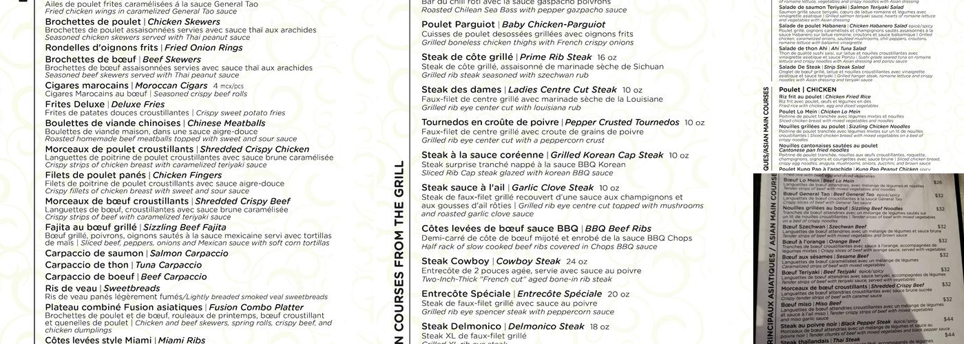 Chops Resto Bar Menu