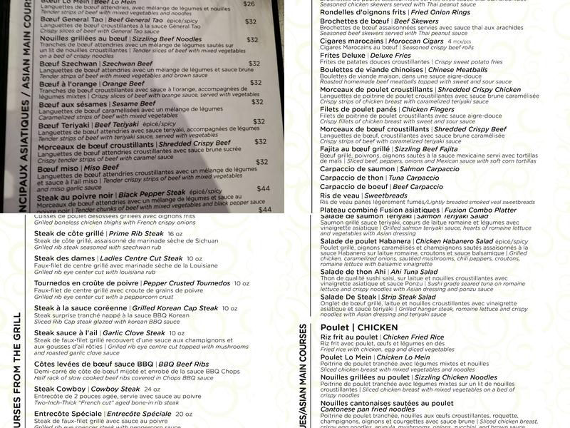 Chops Resto Bar Menu