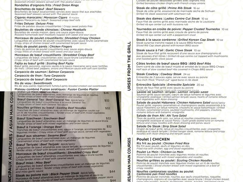 Chops Resto Bar Menu