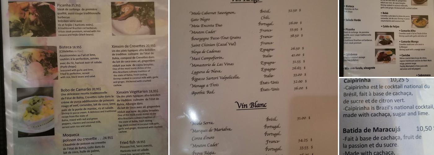 Acajou Br Menu