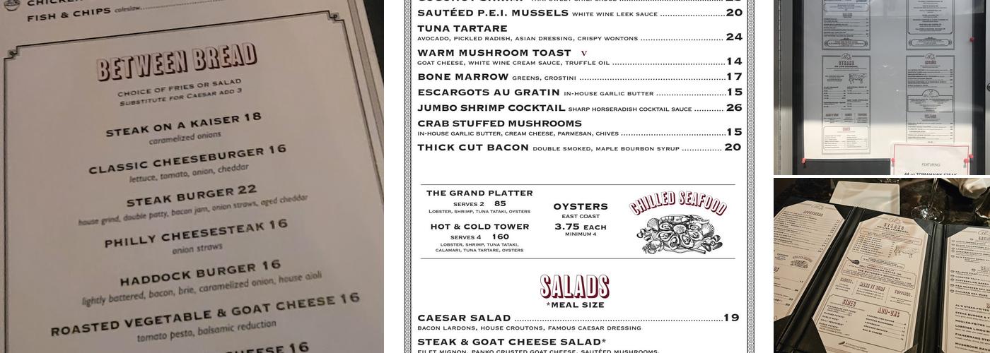 Al's Steakhouse Menu