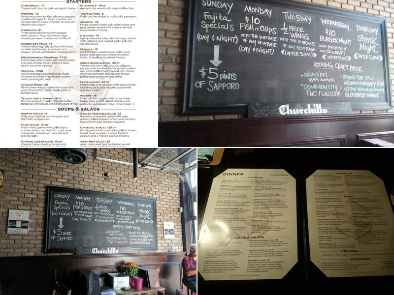 Churchills Menu