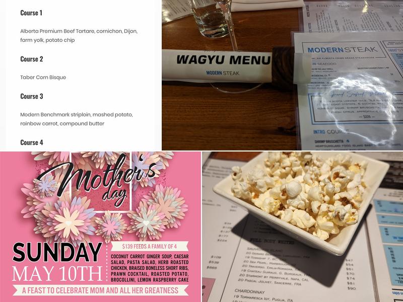 Modern Steak Kensington Menu