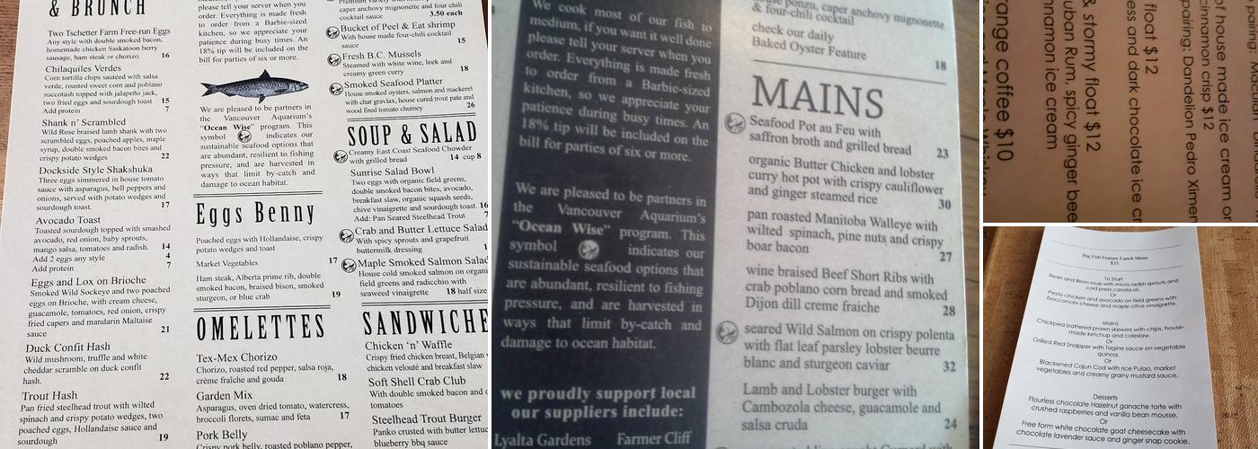 Big Fish & Open Range - Renfrew Menu