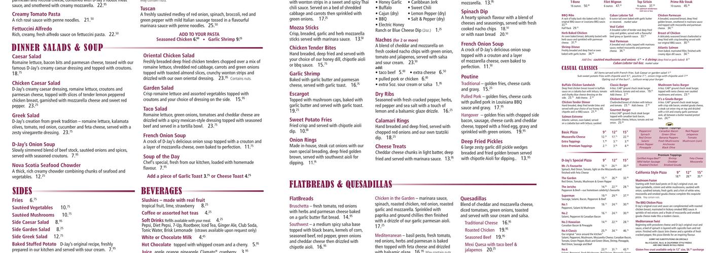 D Jay's Restaurant Menu