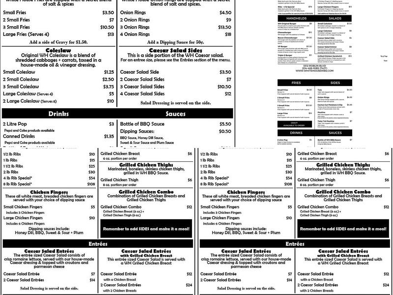 The White House Restaurant Menu