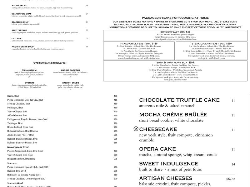 CUT Steakhouse Menu