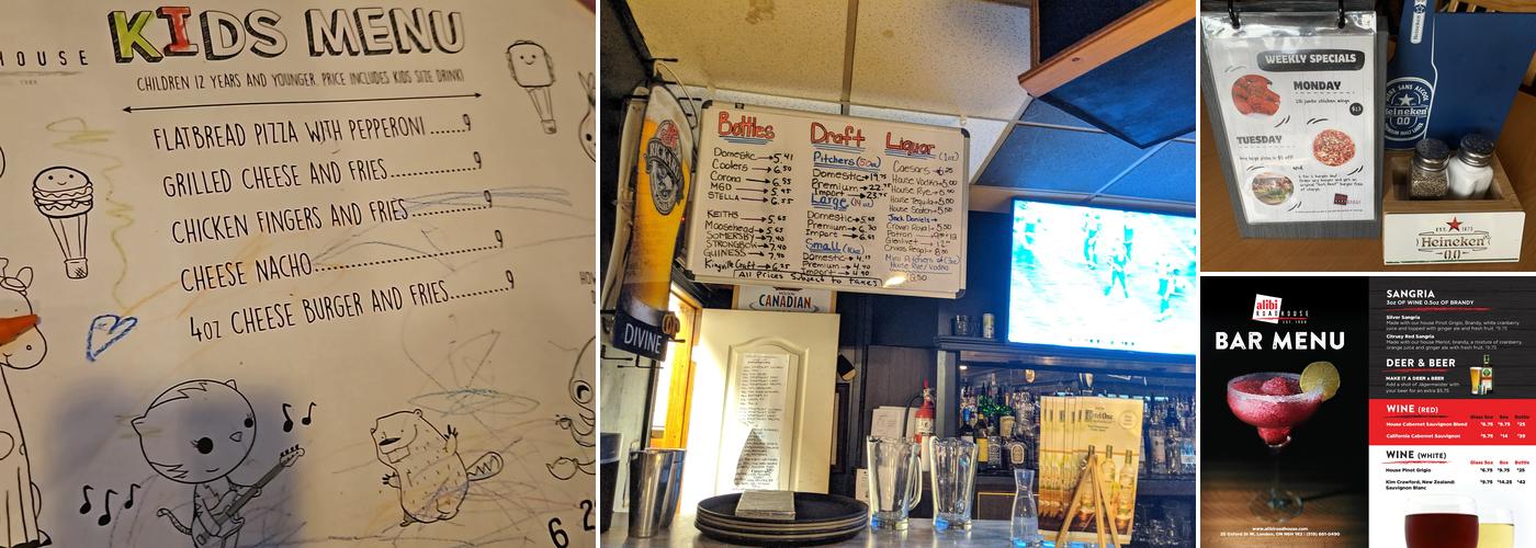 Alibi Roadhouse Menu