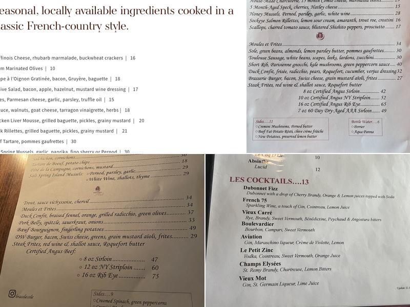 Brasserie L'Ecole Menu