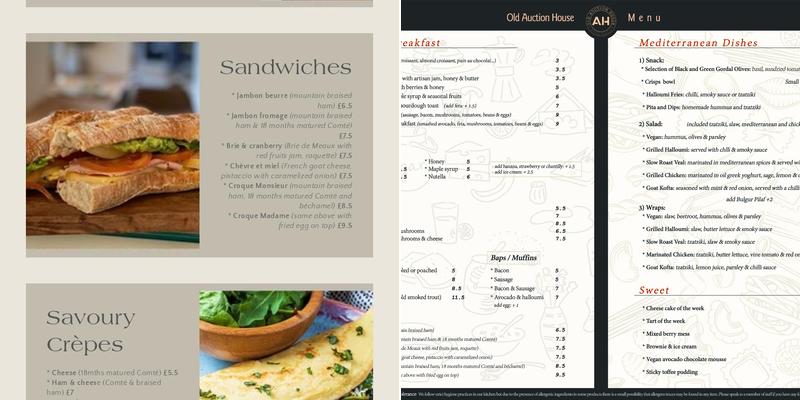 Old Auction House Menu