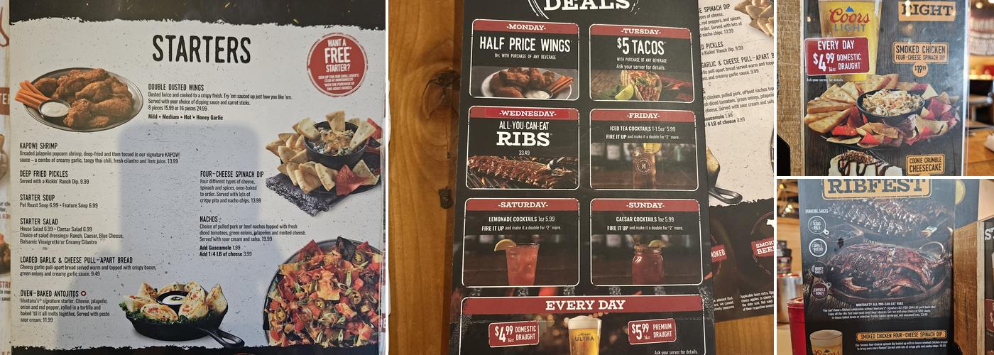 Montana’s BBQ & Bar Menu
