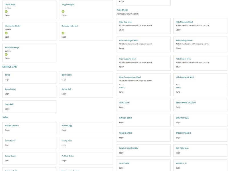 Marino's High Brooms Menu