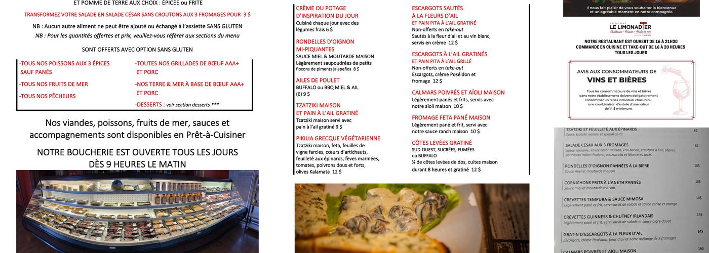 Le Limonadier Menu