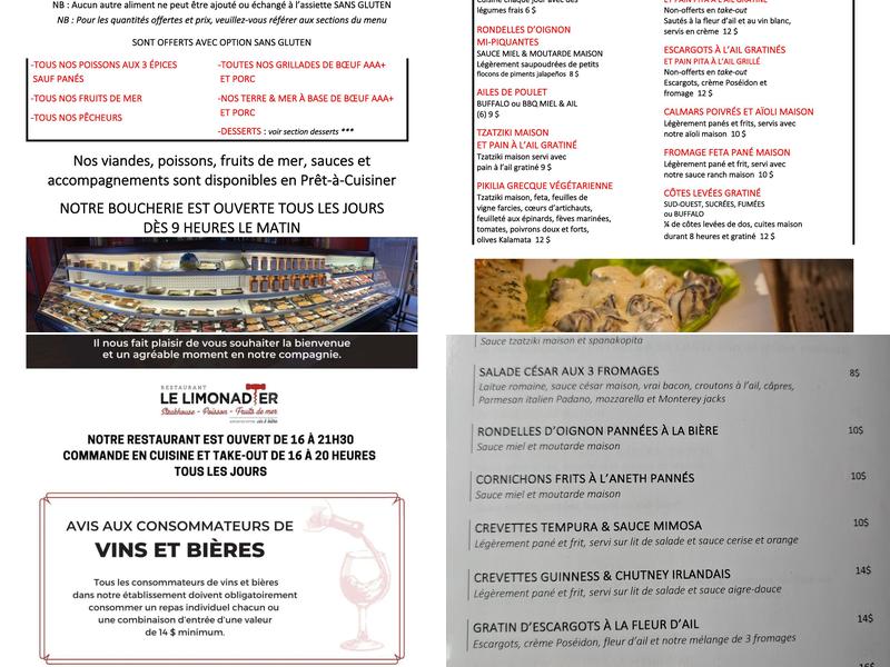 Le Limonadier Menu