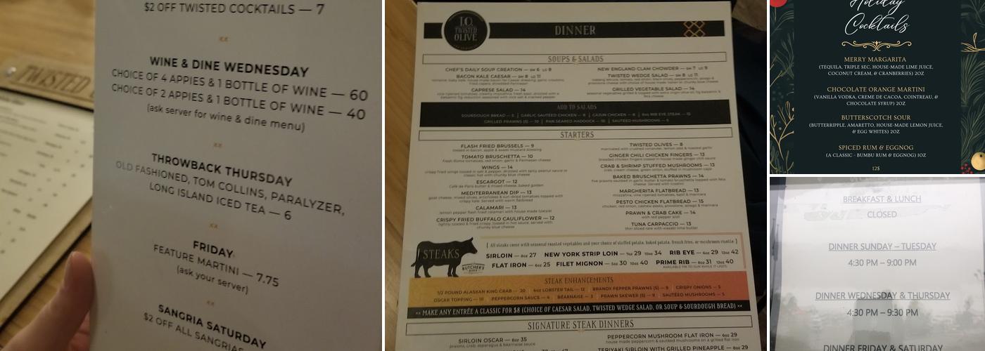 Twisted Steak Menu