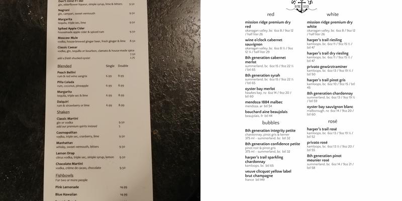 Storms Restaurant Menu