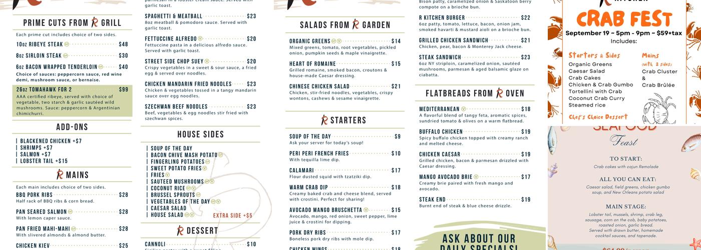 R Kitchen Menu
