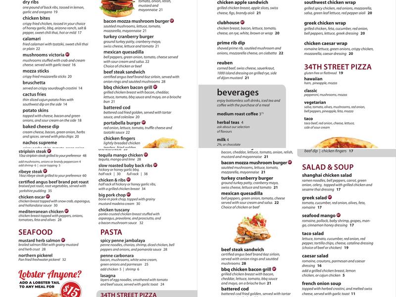 34th Street Bar & Grill Menu