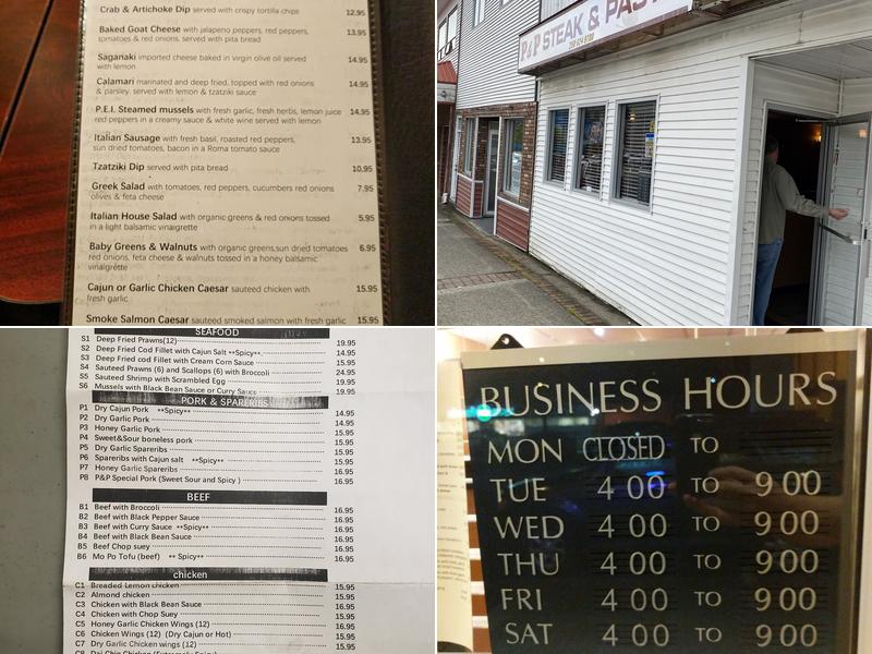 P & P Steak and Pasta Menu