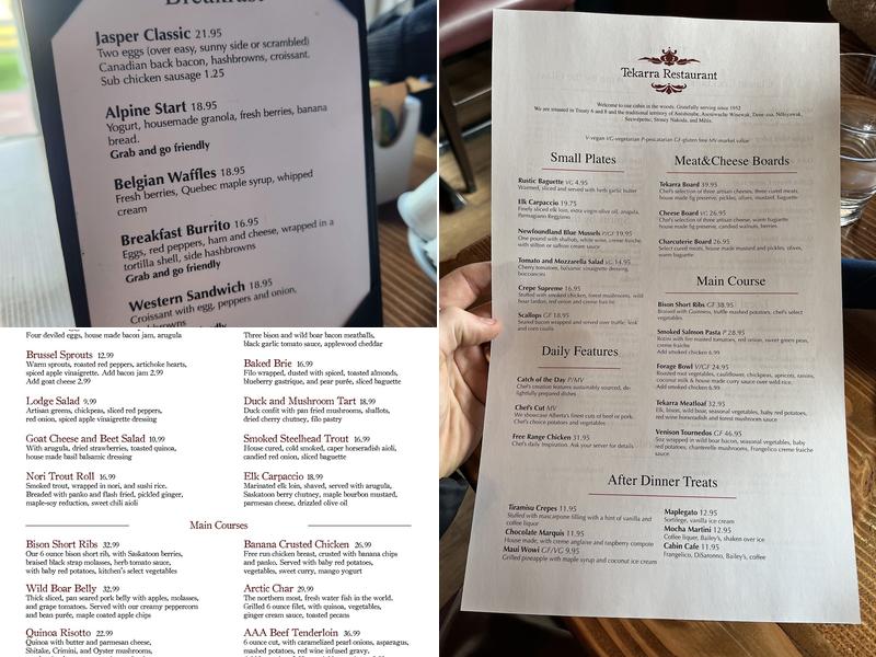 Tekarra Restaurant Menu