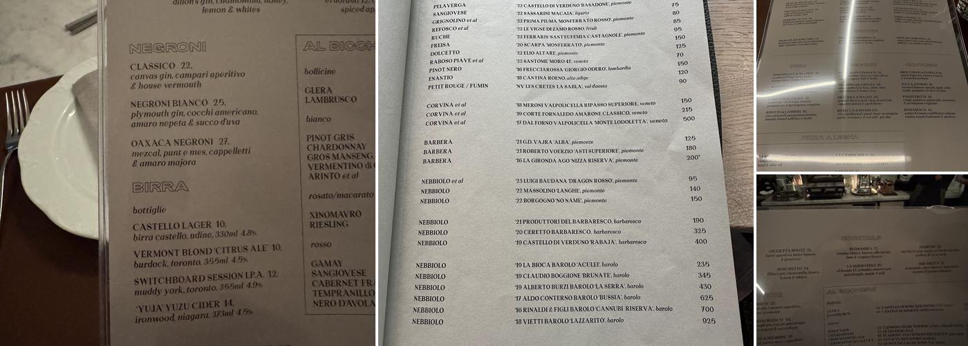 Giulietta Menu