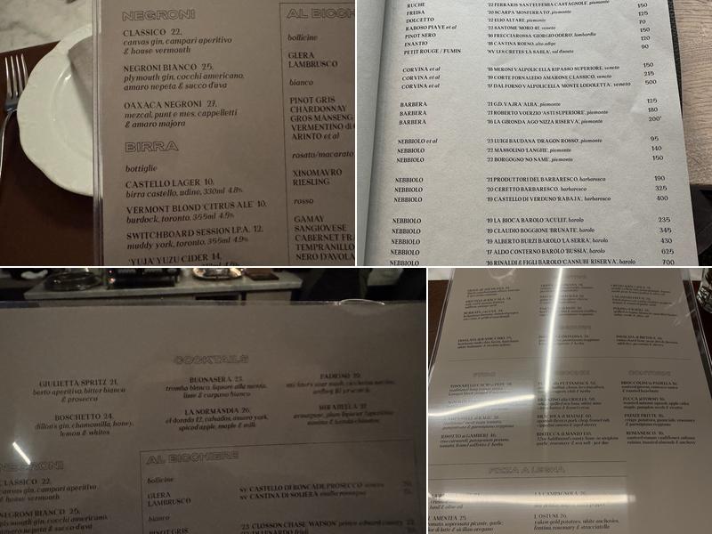 Giulietta Menu