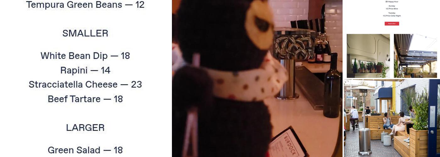 Burdock Brewery Menu