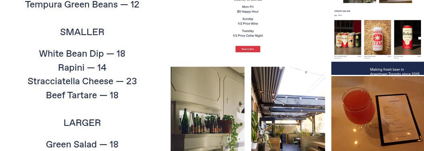 Burdock Brewery Menu