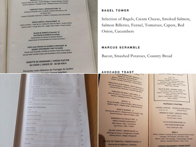 MARCUS Restaurant + Lounge Menu