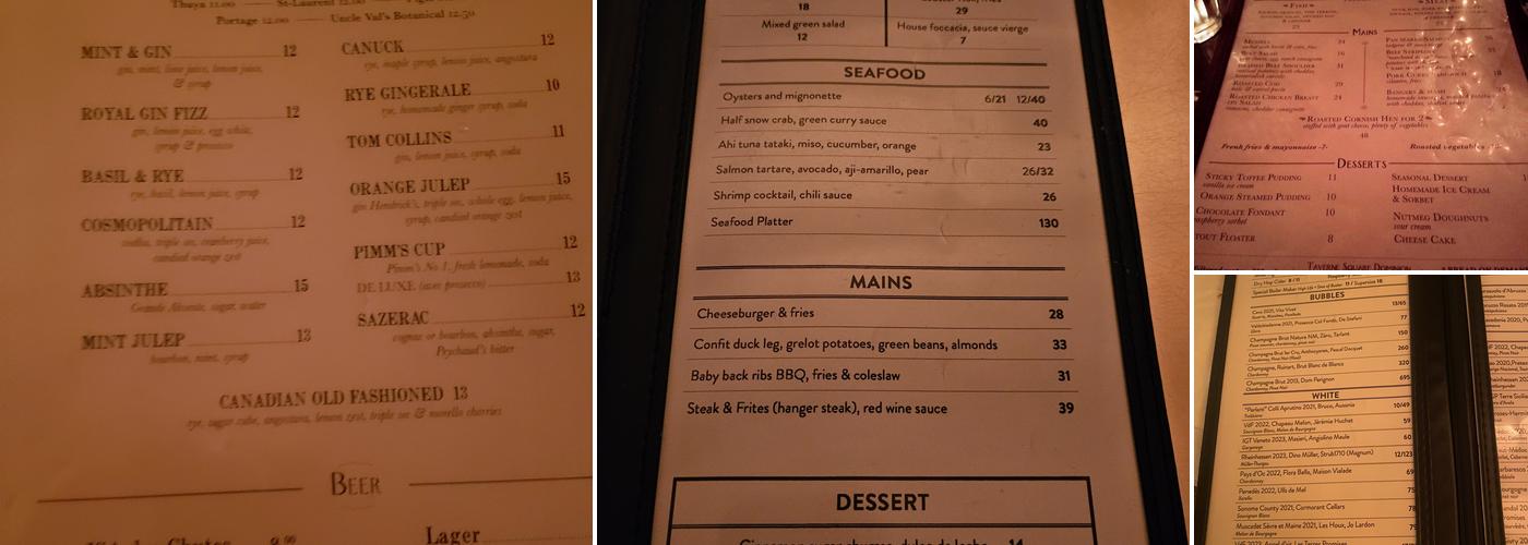 Bar Dominion Menu